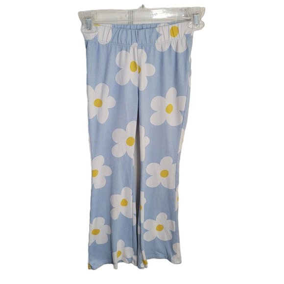 art class Pajama Bottom Daisy Flowers Flare Bottom Blue White Size Small 6-7 - Picture 2 of 8